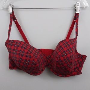 Cacique Red Plaid Underwire Adjustable Strap Bra